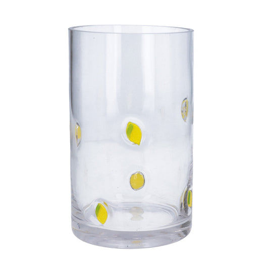 Glass Embossed Lemons Tube Vase