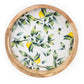 Handcrafted Round Lemon patterned Mango Wood Tray