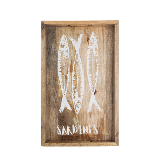 Etched Sardine Mango Wood medium Tray