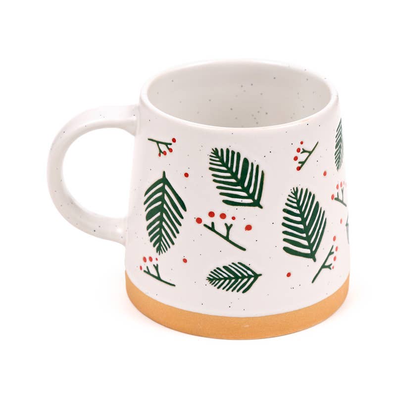 Pine Sprigs & Berries Tapered Stoneware Mug