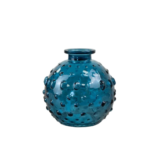 Bobble Design Blue Glass Vase