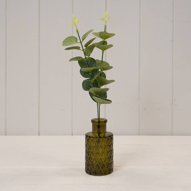 Olive Green Mini Geometric Glass Bottle