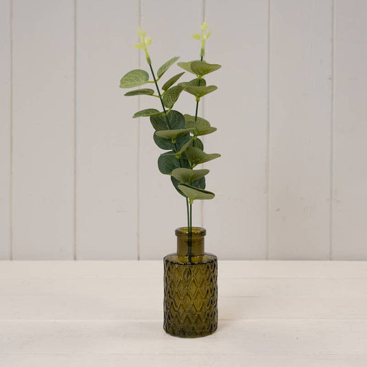 Olive Green Mini Geometric Glass Bottle