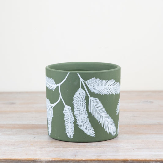 Green Leaf Terracotta Medium Planter