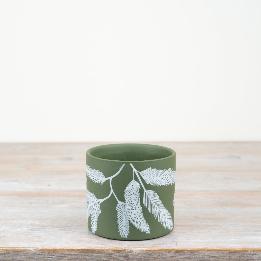 Green Leaf Terracotta Small Planter