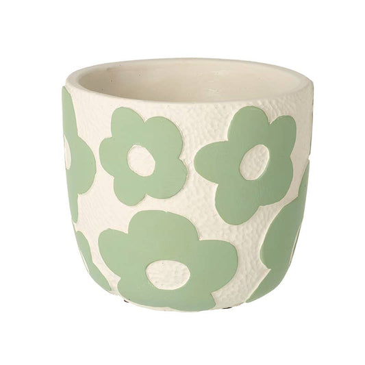 Medium Green Flower Pattern Pot