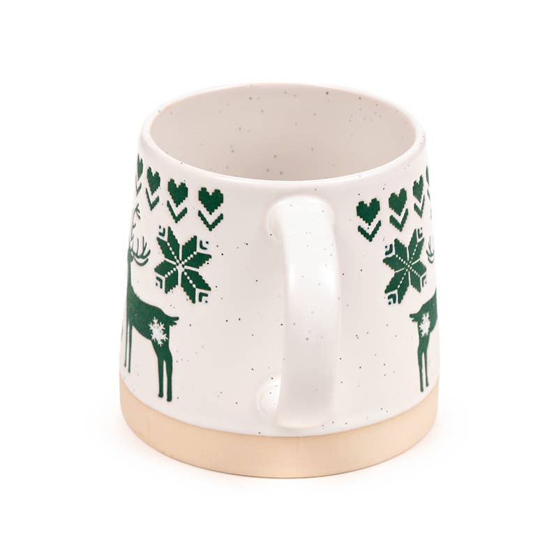 Green Reindeer Tapered Stoneware Mug