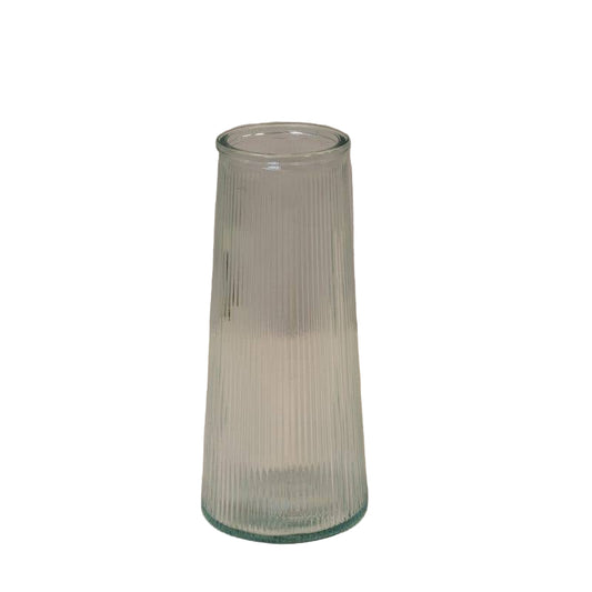 Clear Tall Ribbed Vase