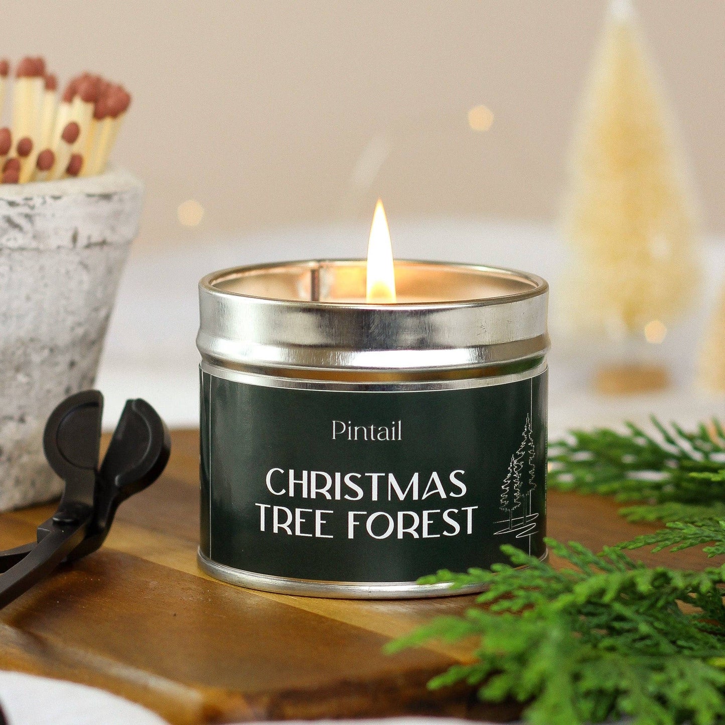 Christmas Tree Forest Medium Tin Candle