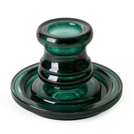 Green Glass Candlestick.