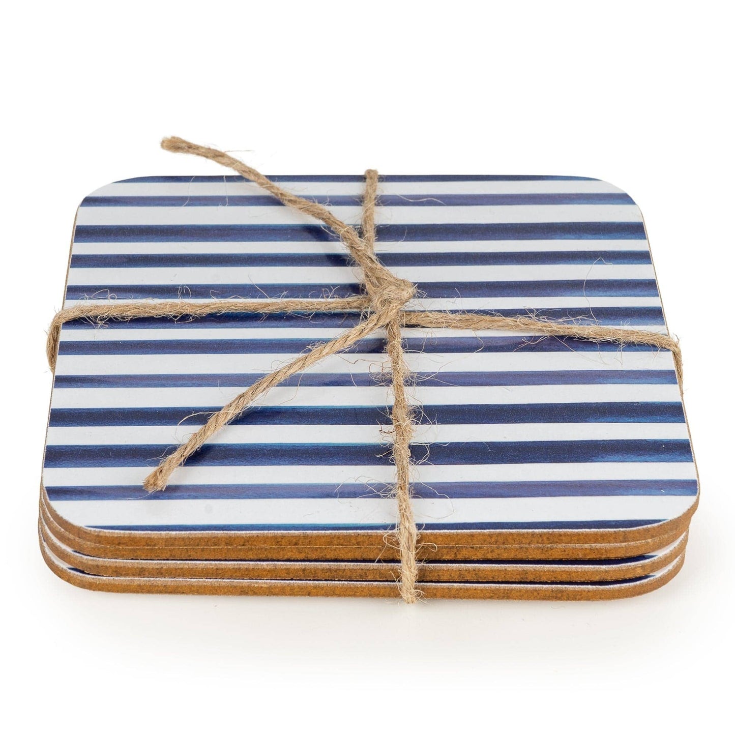 Jeff Banks Set of 4 Leafy Stripes Blue Coasters