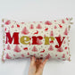 Red Leather Merry Christmas Cushion