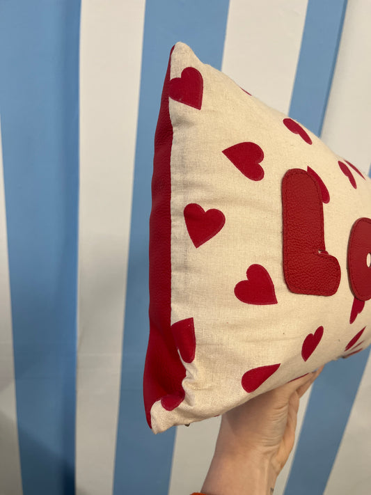 Red Leather Love Cushion.
