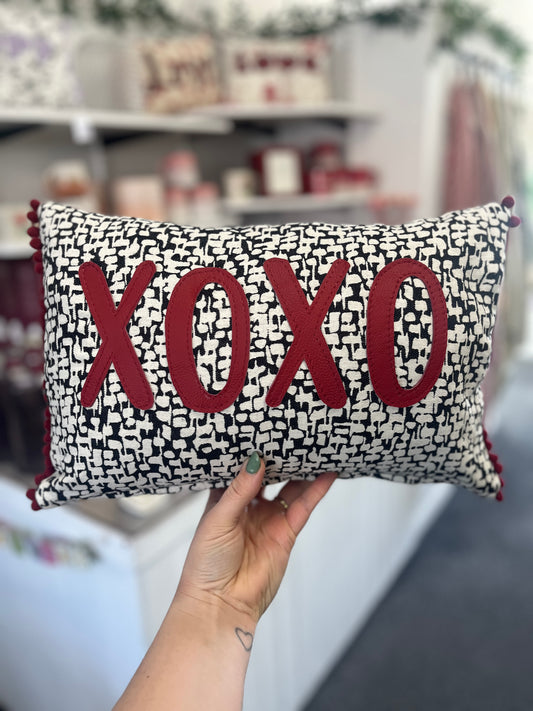 Ruby Red Leather XOXO Cushion.