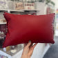 Ruby Red Leather XOXO Cushion.