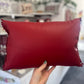 Ruby Red Leather Love Cushion.