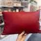 Ruby Red Leather XOXO Cushion.