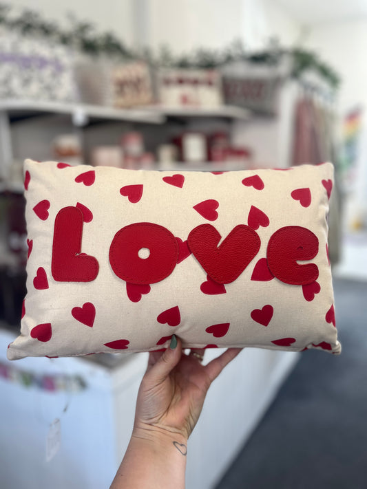 Red Leather Love Cushion.
