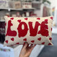 Red Leather Love Cushion.
