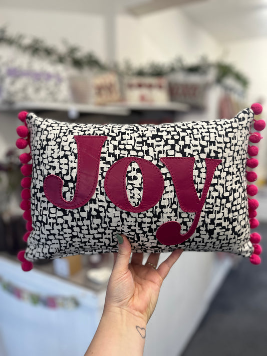 Hot Pink Leather Joy Cushion.