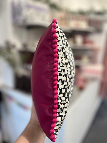 Hot Pink Leather Joy Cushion.