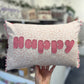 Light Pink Leather Happy Cushion.