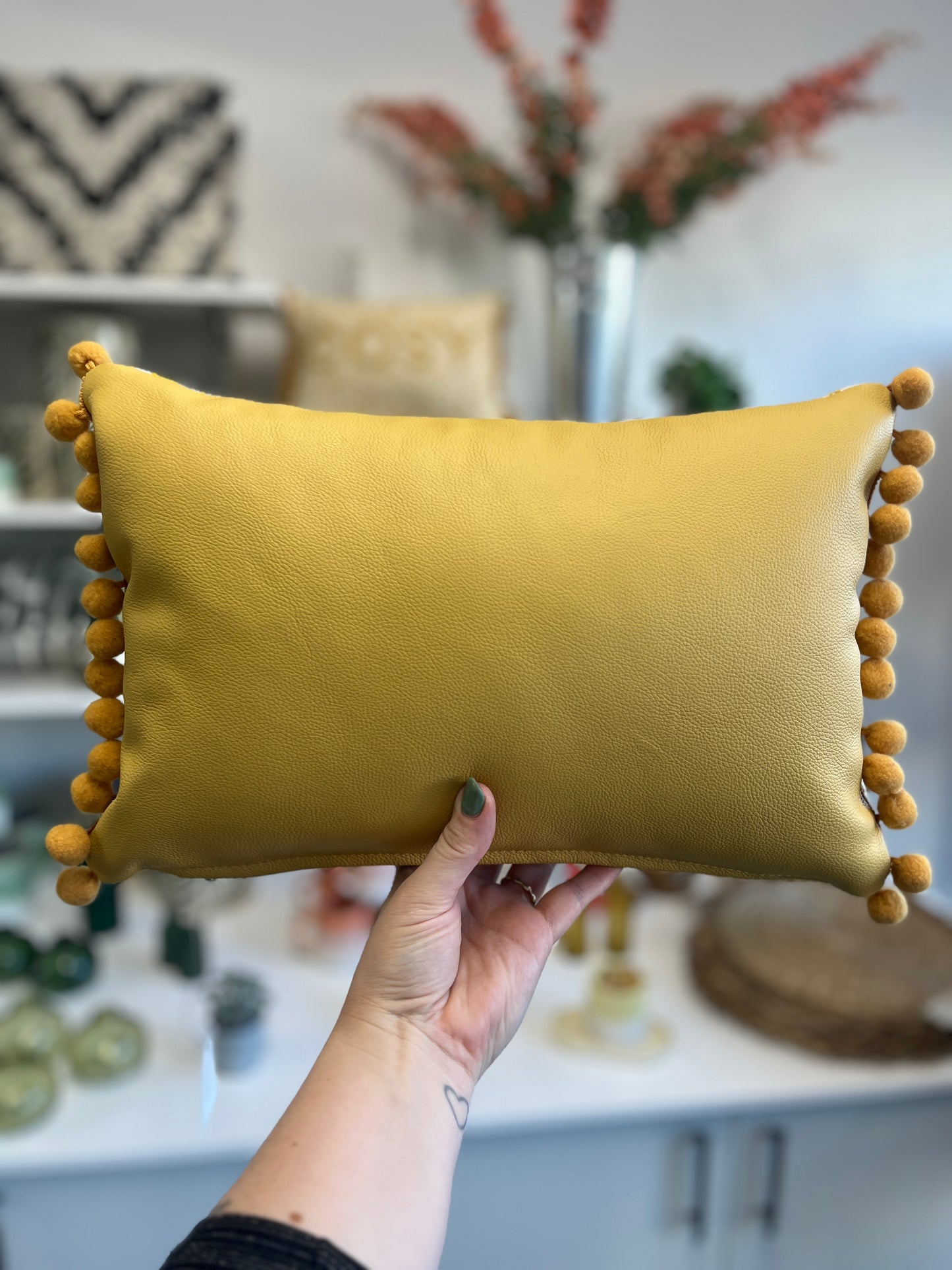 Mustard Leather Cosy Cushion.