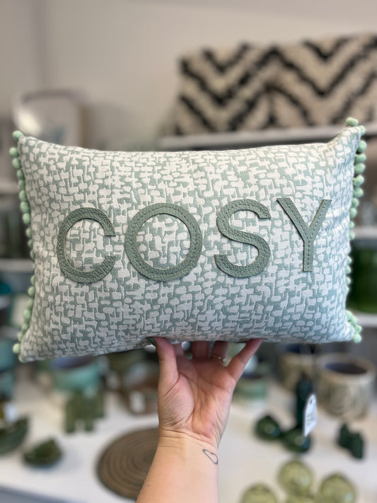 Sage Leather Cosy Cushion.