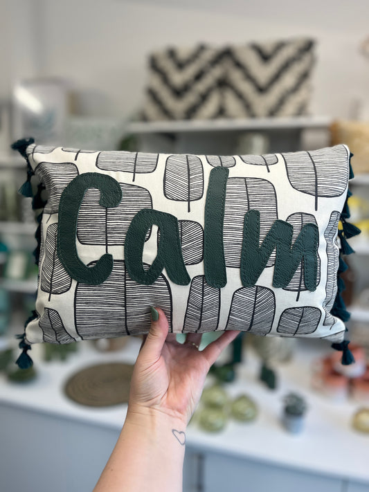 Forest Green Leather Calm Cushion.