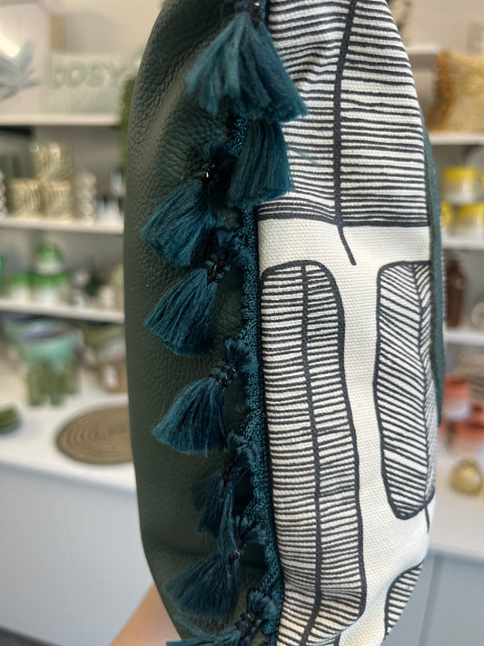 Forest Green Leather Calm Cushion.