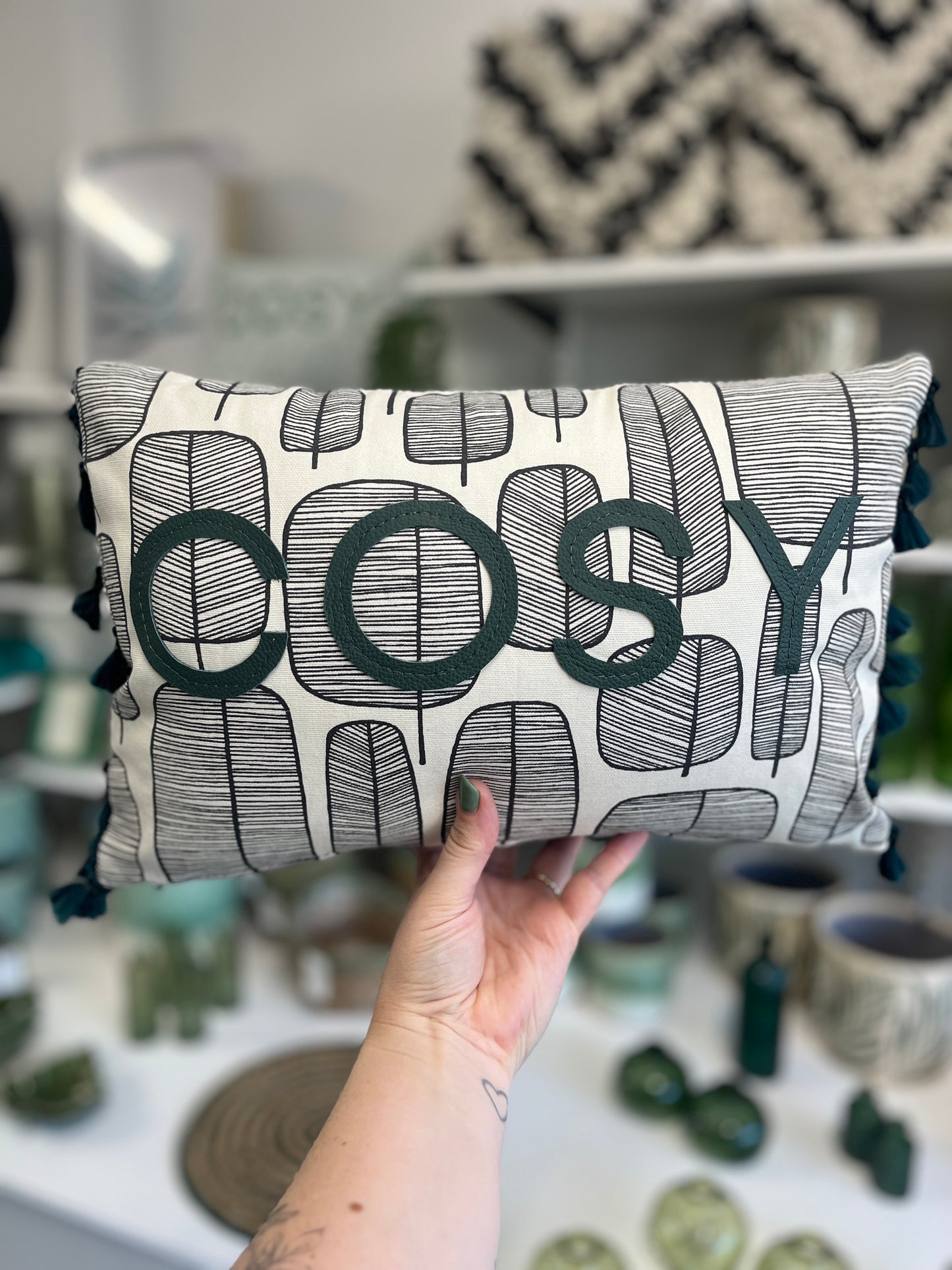 Forest Green Leather Cosy Cushion.