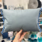 Light Blue Leather Happy Cushion.
