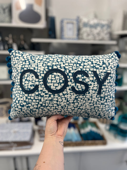 Atlantic Blue Leather Cosy Cushion.