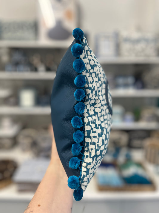 Atlantic Blue Leather Cosy Cushion.