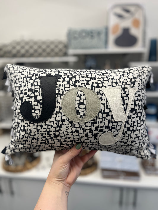 Grey Leather Joy Cushion.