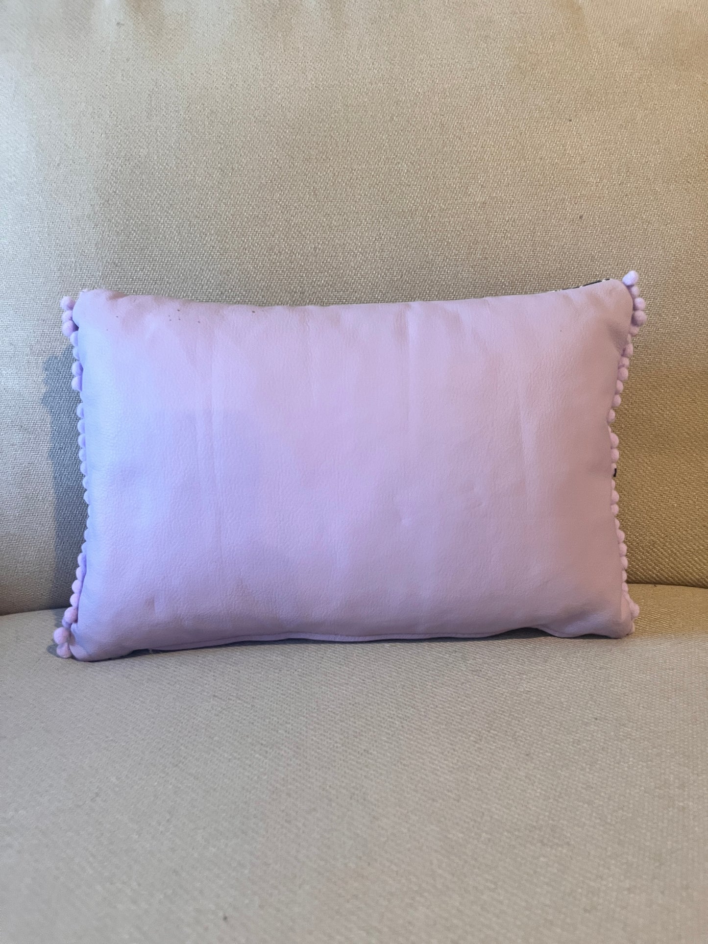 Lilac Leather Happy Cushion