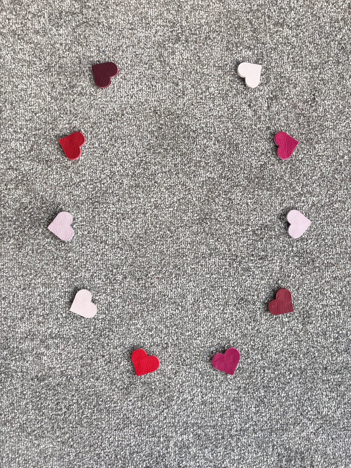 Reds and Pinks Leather Heart Bunting