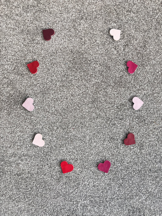 Reds and Pinks Leather Heart Bunting