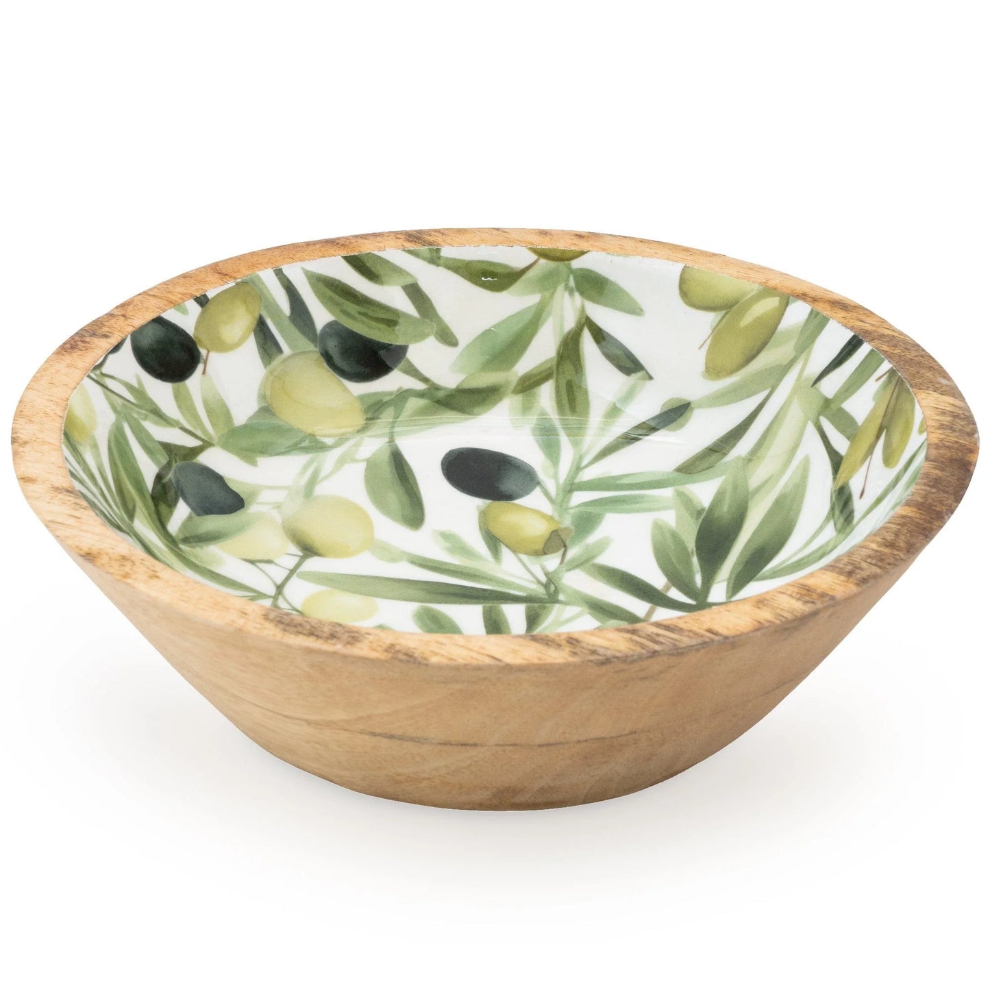 Handcrafted Round Olive patterned Mango Wood Bowl