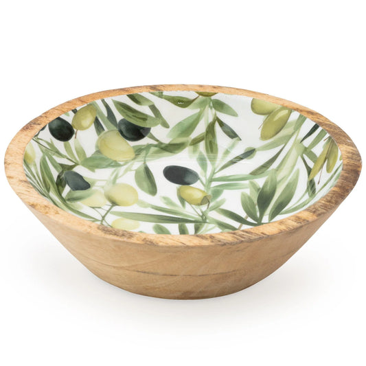 Handcrafted Round Olive patterned Mango Wood Bowl