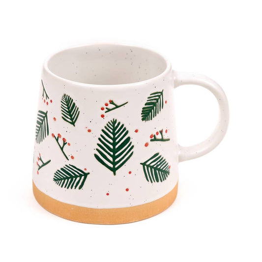 Pine Sprigs & Berries Tapered Stoneware Mug