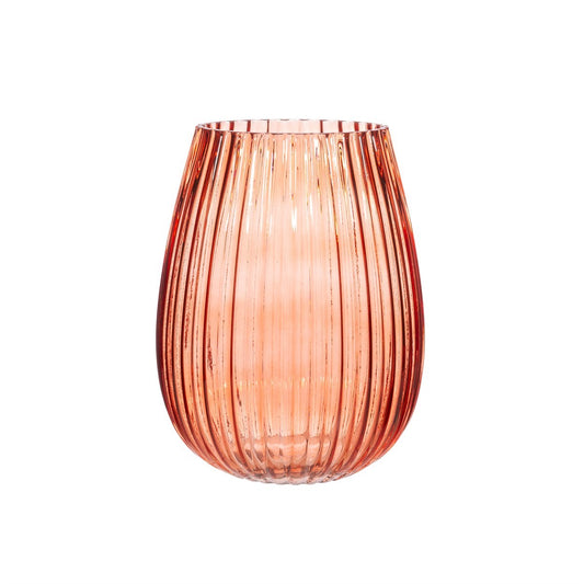 Fluted Glass Amber Vase