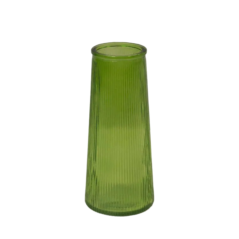 Emerald Green Tall Ribbed Vase