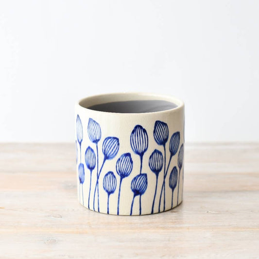 Stoneware Blue Leaf Medium Planter