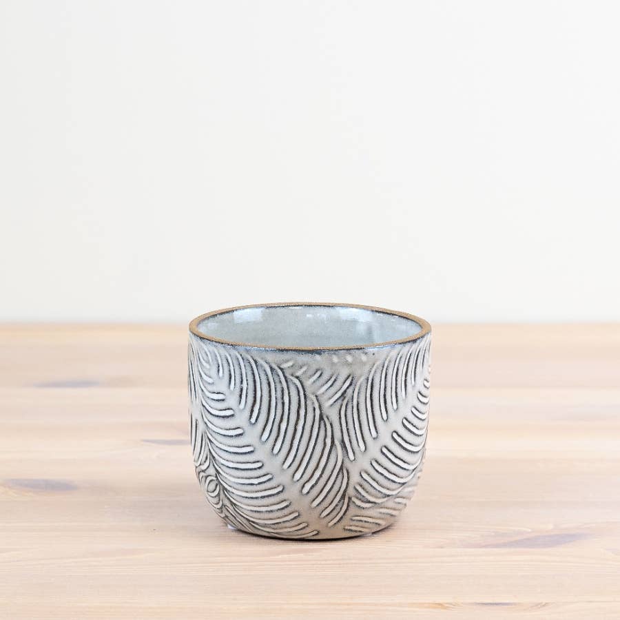 Grey Leaf Patterned Small Planter