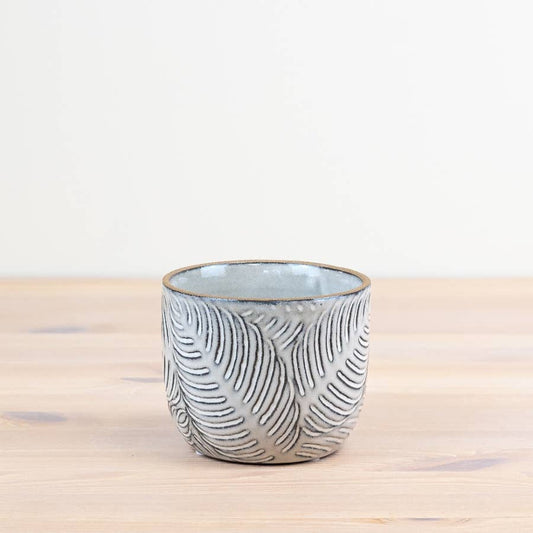 Grey Leaf Patterned Small Planter