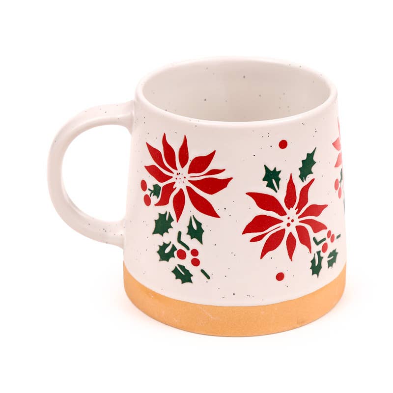 Poinsettia Tapered Stoneware Mug