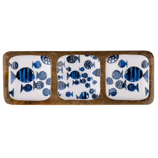 Barrier Reef Mango Wood Three Square Tray