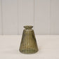 Olive Green Glass Ribbed Bottle
