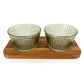 Round Glass Dishes on Mango Wood Tray